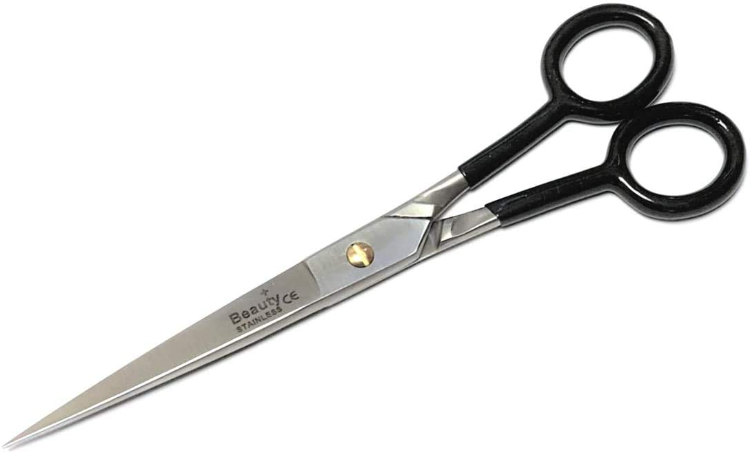 Hairdressing Scissors, 7” Barber Sharp Hair Scissor, Stainless Steel Hair Cutting Shears for Women and Men, Barber Shears, Beard Grooming, Pet Grooming for Home and Professional Use (Black)