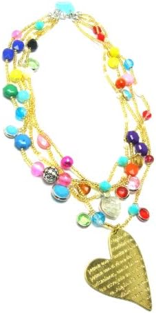 Gallina Pendant Heart with Beaded Multi-Strand Necklace