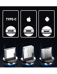LED Flowing Magnetic Charger Cable Light Up Shining Charger Phone Charging Cable Magnetic USB Snap Quick Connect 3 in 1 USB Cable Compatible with Type C Android iOS (1 Cable)