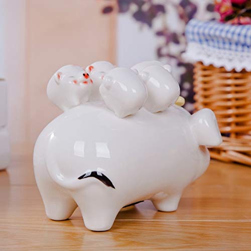 BeesClover Lovely Ceramic Sow and Piggies Figurine Money Box Decor Porcelain Piggy Bank Home Embellishment Birthday Gift Craft Accessories Multicolour