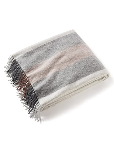 State Cashmere Multicolored Striped Home Throw Blanket with Decorative Fringe 100% Pure