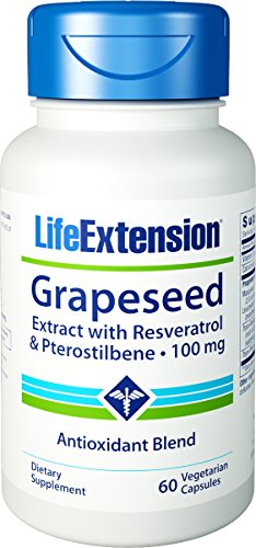 Life Extension Grapeseed Extract w/ Resveratrol and Pterostilbene 100 MG, 60 Vcaps Life Extension Grapeseed Extract w/ Resveratrol and Pterostilbene 100 MG, 60 Vcaps