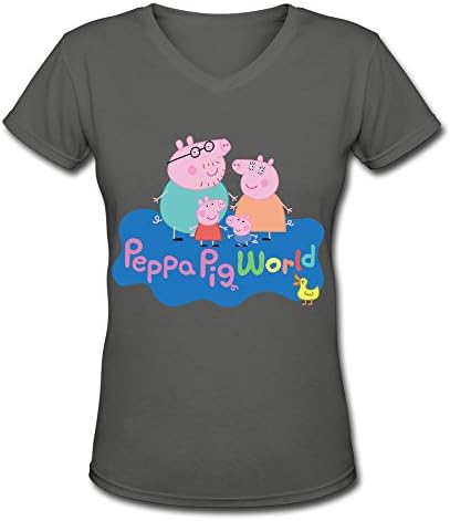 Peppa Pig World Jpg Logo V-neck Shirt For Women DeepHeather