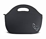 BYO by BUILT NY Rambler Neoprene Lunch Bag, Black with pink zipper and interior