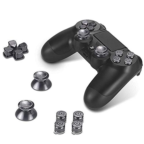 7 PCS Aluminum Replacement Kit for PS4 Controller,ABXY Bullet Buttons,Thumb Grips Thumbsticks