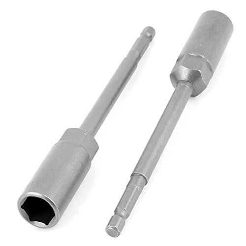 Uxcell a14110300ux0279 Gray Metal Screwdriver Drill 13mm Hex Nut Driver Socket Bit (2 Piece)