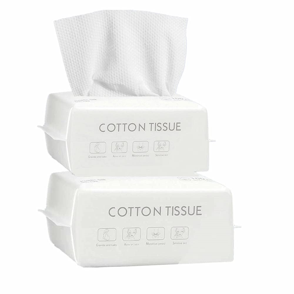 180pcs Disposable Facial Towel 100% Cotton Soft Wash Towel Wet and Dry Cleaning Towel for Face and Eyes Cotton Pad (3 Pack)