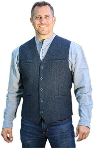 Tweed Vest for Men, Imported from Ireland, Blue