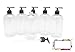 Baire Bottles 16 oz Empty Refillable Plastic Pump Bottles Dispenser 6 Pk PET, BPA Free Refillable Containers Shampoo Lotion Oil Liquid Soap Waterproof Labels USA (Clear with Black Pump, Floral Labels)