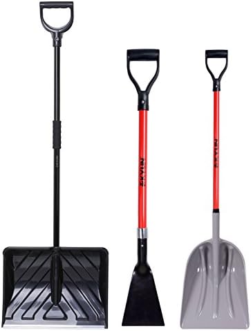Kylin Snow Removal Tools Set- Include 18'' snow pusher / 7'' Forged Ice Scraper / #12 Snow Shovel