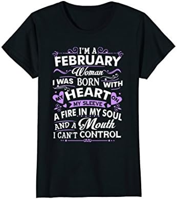 Womens I'm February Woman T-Shirt, Birthday Gift Shirt XL Black