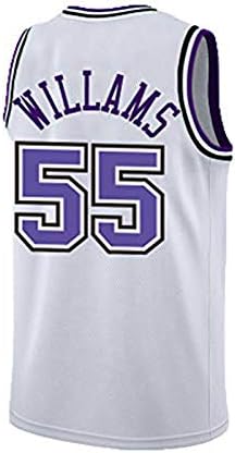 TTHU Men Basketball Fan Jersey - Sacramento Kings 55# Williams Embroidered Mesh Shirt Vest Basketball Swingman Sleeveless Top,White,S:165~170cm