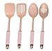 Cook With Color 4 Piece Rose Gold Stainless Steel Cooking Utensil Set withPink Silicone Handles