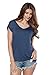 Womens V-Neck T-Shirt Top, Casual Raw Edge W/Cuffed Cap Sleeve