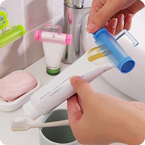 Easy Squeezer Toothpaste Roller Tube Rack Dispenser Rolling Holder Suction cup blue