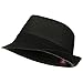Solid Band Summer Straw Fedora - Black Black W20S58B