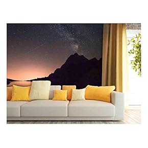 Fantastic Starry Sky Over Lake and Mountain at Night - Removable Wall Mural | Self-Adhesive Large Wallpaper - 66x96 inches
