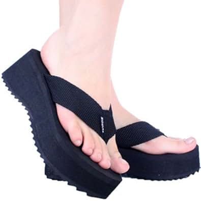 Amazon.com | Soda Women's Foam Platform Thong Flip Flop Beach Sandals Black Size 6.5 | Flip-Flops
