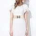 JASGOOD Girl's Fashion Vintage Wide Elastic Stretch Adjustable Waist Cinch Belt Beige Size Large