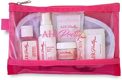 AirPretty Classic TSA Compliant Cosmetic Travel Kit Carry On For Women Includes Clear Bag With Luxurious Beauty Package of Facial Mist, Moisturizing Creme, Lip Balm, Makeup Remover, Breath Mints,More