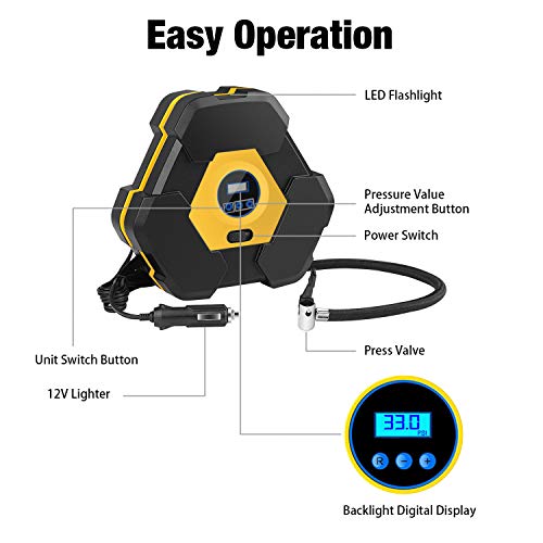 NOOX Portable Tire Inflator Air Compressor Tire Pump 12v for Car Semi Truck Bicycle Water Pool Toys Balls and Other Inflatables - G25