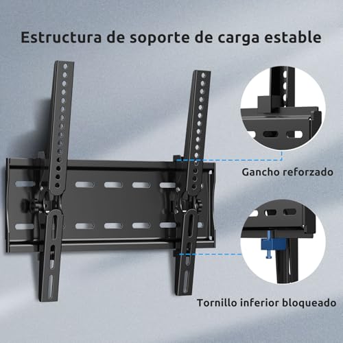 JXMTSPW Soporte de Pared para TV con inclinación,Base para TV Montaje para mayoría de Pantallas de 26 "a 65",máx VESA 400x400 mm,soporta hasta 50 KG,Soporte Universal TV 32 40 43 50 55 58 60 Pulgadas