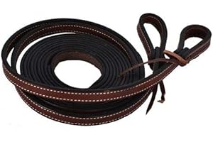Showman 8' Dark Brown Leather Split Reins w/Leather Tie Bit Loops! New Horse TACK!