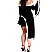 Bodycon4U Women's Sexy Asymmetric Hem Flare Bell Sleeve Bodycon Club Party Mini Dress