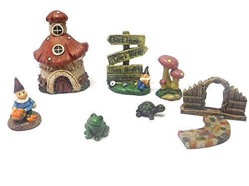 MayRich Set of 7 Fairy Garden Accessories (Gnome Sign Post)