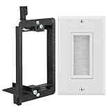 Fosmon Single Gang Wall Plate 2 Piece, Brush Style Opening Passthrough Cable Plate with Low Voltage Mounting Bracket