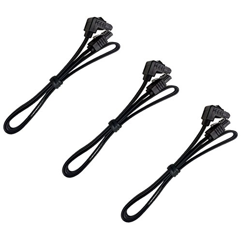 Neeyer 3-Pack 90 Degree Right Angle 18-Inch SATA III 6.0 Gbps Cable Black
