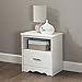 South Shore Tiara 1-Drawer Nightstand, Pure White with Decorated Handle