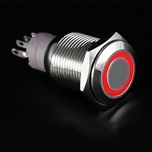 16mm Red 24V 3A LED Angel Eye Latching On/Off Metal Push Button Switch Car Boat