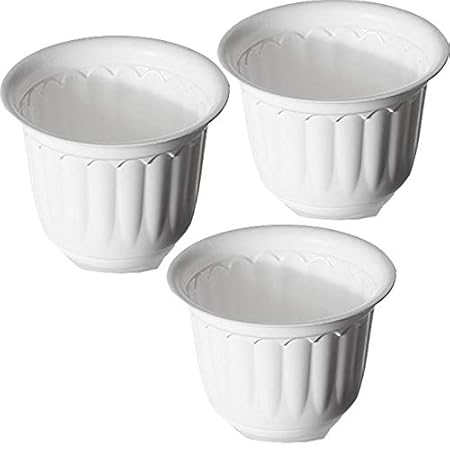 Antier Garden Essential Plastic Jasmine Planter/Pots (Diameter 10-inch, White, Pack of 3)