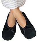 National Velour Ballerina Slippers, Black, Large
