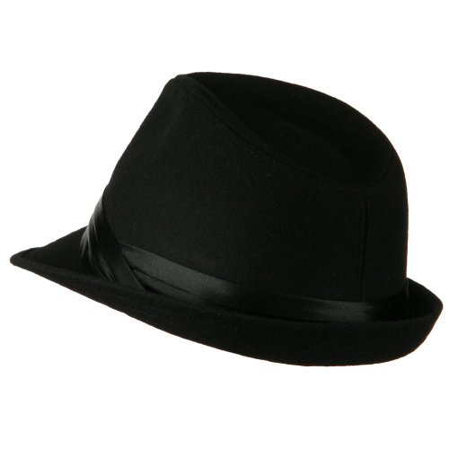 Fedora with Pleated Satin Band - Black OSFM