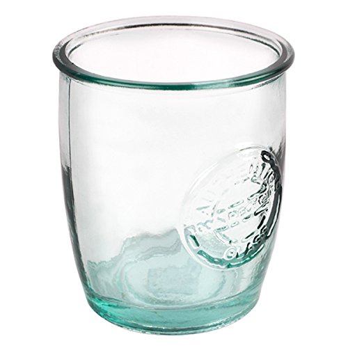 drinkstuff Authentic Recycled Glass Tumblers 16oz / 400ml - Set of 6 - Green Glass Highball Glasses