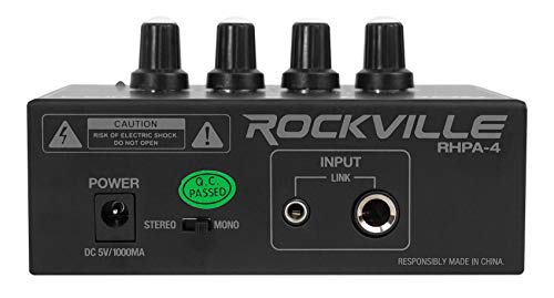 Rockville RHPA4 4 Channel Professional Headphone Amplifier Stereo or Mono Amp