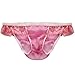 YiZYiF Men's Sissy Pouch Crossdress Lace Trim Thongs Tanga Brief Underwear Pink