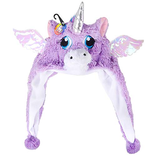 Childrens Plush Purple Mythical Flying Unicorn Hat Costume Accessory (Purple)