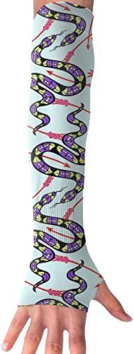Purple Snake Arrows Men's Super Long Fingerless UV Protection Cooling Arm Sleeves Compression Sun Sleeves For Running