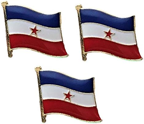Pack of 3 x Flag of Yugoslavia Socialist metal pin badges