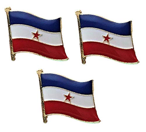 Pack of 3 x Flag of Yugoslavia Socialist metal pin badges