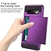 Vofolen Cover for Galaxy S10 Case Wallet Credit Card Holder ID Slot Sliding Door Hidden Pocket Anti-Scratch Dual Layer Protective Hard Shell Rugged TPU Bumper Armor for Samsung Galaxy S10 (Purple)