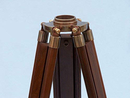 ANTIQUECOLLECTION Floor Standing Brass Theodolite 62"- Nautical Leveling Instruments- Nautical Decor