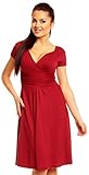 Zeta Ville - Women's - Wrap V-neck Flare Summer Dress - Short Sleeves - 108z