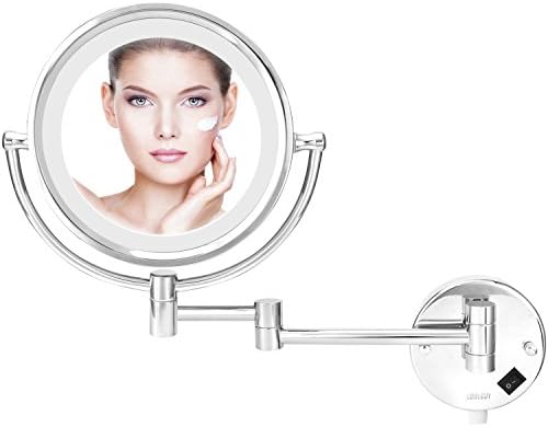 Lighted Makeup Mirror, Wall Mount Mirror , Wall Vanity Mirror with 8.5- Inch, 1x/10x Magnification for Makeup, Shaving in Bedroom or Bathroom, Chrome by COOLGUY