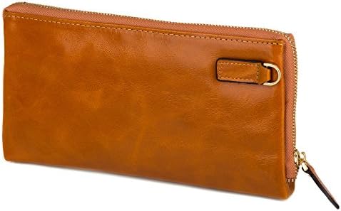 KAFA Genuine Leather Women's Wallet Long Thin Card Holder Wallet for Women Minimalist (Brown)