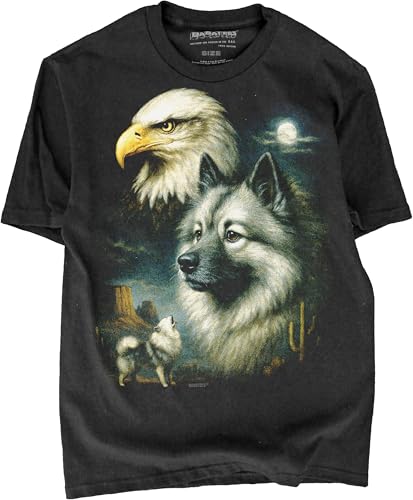 BABATEES Keeshond Moonlit Artwork Premium Black Tshirt - 100% Cotton - for Men & Women at Amazon