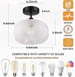 Semi Flush Mount Ceiling Light,Black Hallway Light